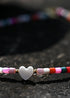 Boho Necklace, Seed Bead Choker, Pearl Heart